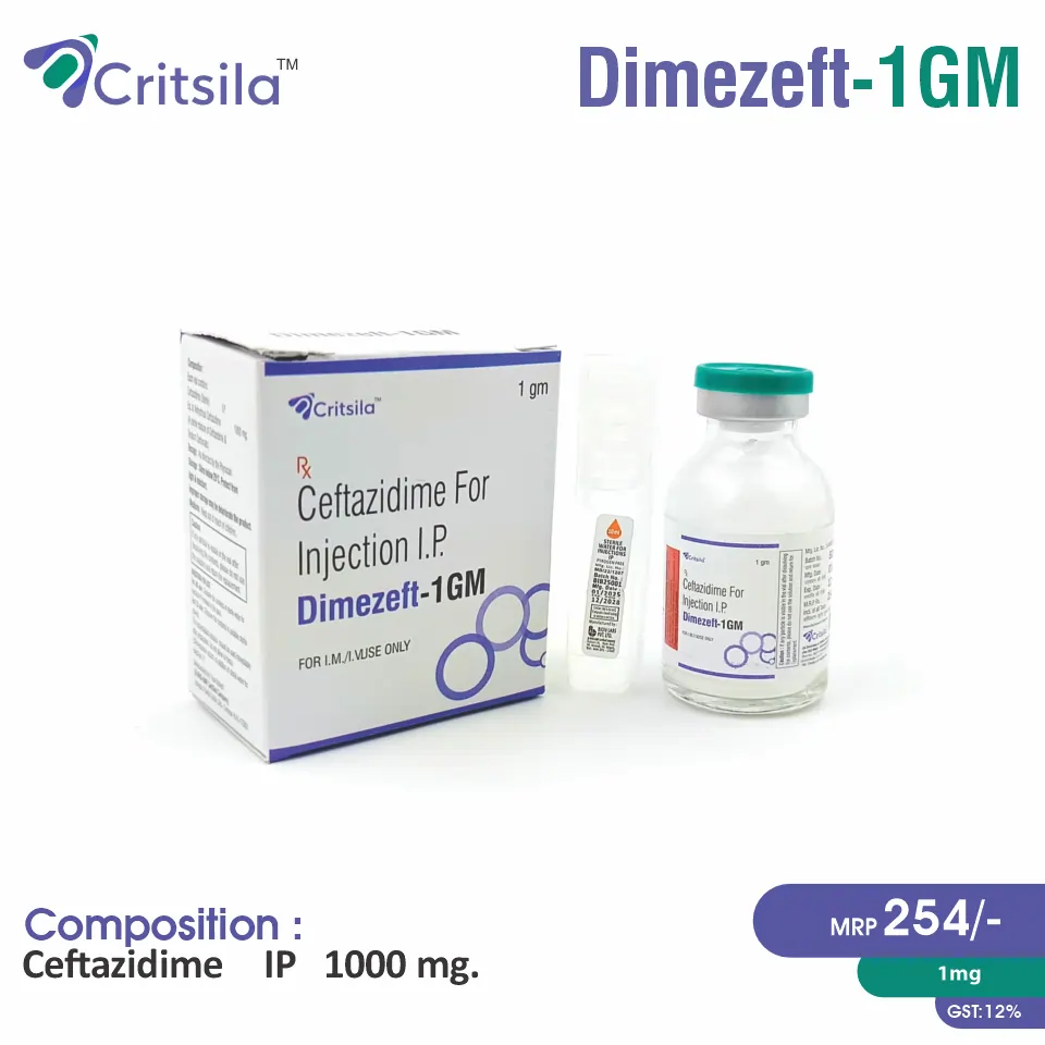 Ceftazidime (1gm) Injection at the best price in PCD Pharma Franchise for Antibiotic, Bacterial Infections, Severe Infections.